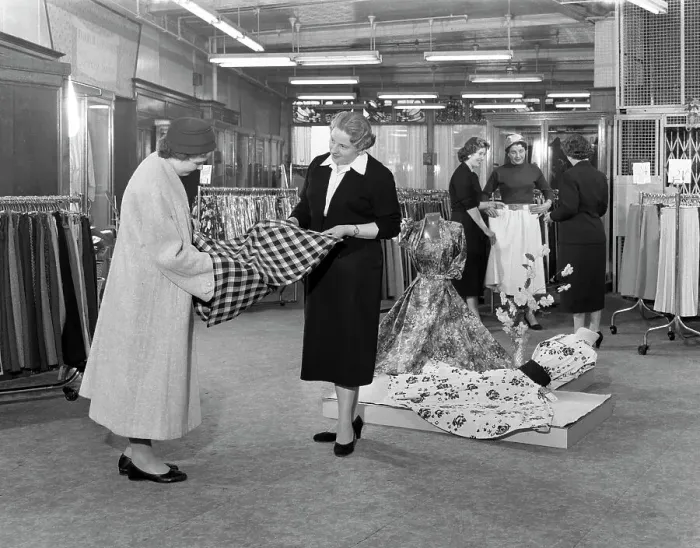 Framed Print : Ladies clothing department, Barnsley Co-op, South Yorkshire, 1957 Framed Print : Ladies clothing department, Barnsley Co-op, South Yorkshire, 1957