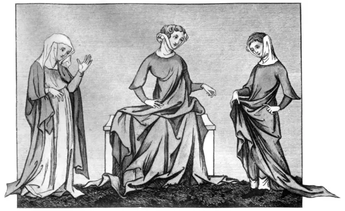 Framed Print : Ladies dress, 14th century, (1910) Framed Print : Ladies dress, 14th century, (1910)