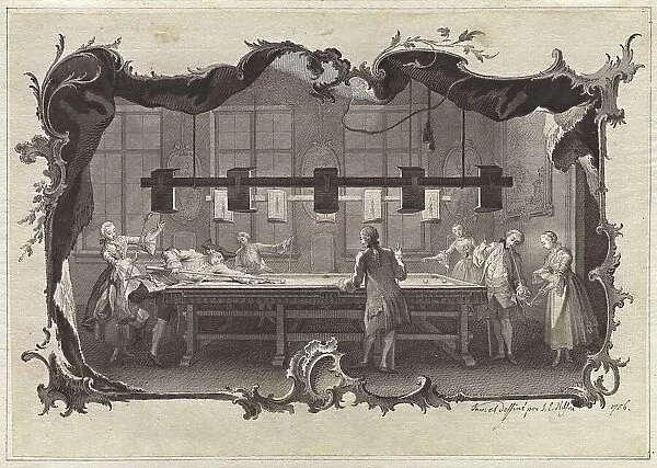 Ladies and Gentlemen Playing Billiards, 1756. Creator: Johann Esaias Nilson
