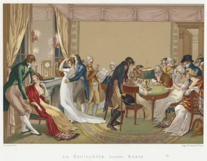 Framed Print : Ladies and gentlemen playing La Bouillotte, France, c1804-1814 Framed Print : Ladies and gentlemen playing La Bouillotte, France, c1804-1814