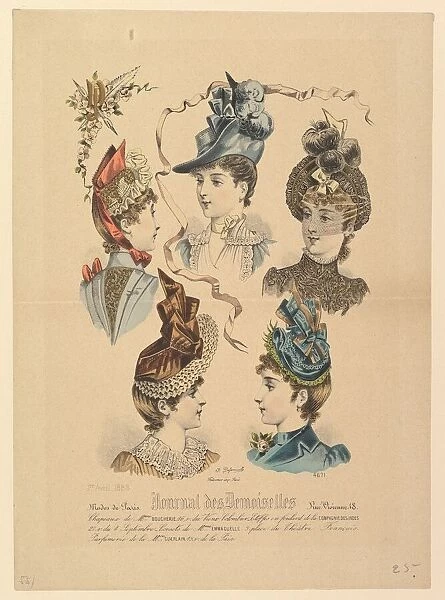 Ladies Hats, No. 4671, from Journal des Demoiselles, April 1, 1888