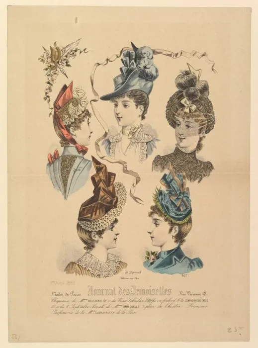 Framed Print : Ladies Hats, No. 4671, from Journal des Demoiselles, April 1, 1888 Framed Print : Ladies Hats, No. 4671, from Journal des Demoiselles, April 1, 1888