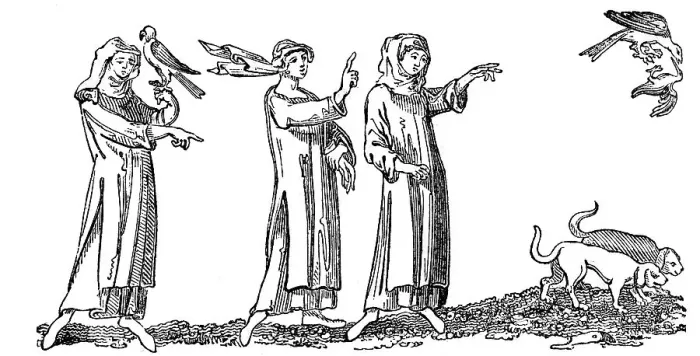 Framed Print : Ladies Hawking, 14th century, (1833) Framed Print : Ladies Hawking, 14th century, (1833)