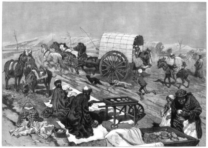 Framed Print : The ladies omnibus, Kashgar, Central Asia, 1875. Artist: W Palmer Framed Print : The ladies omnibus, Kashgar, Central Asia, 1875. Artist: W Palmer