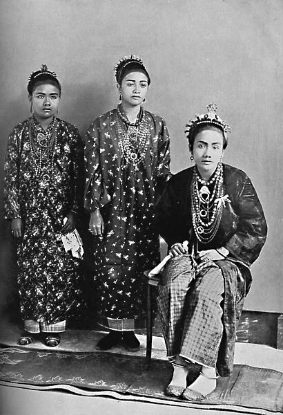 Three ladies of the royal family of Perak, Malay Peninsula, 1902. Artist: L Wray