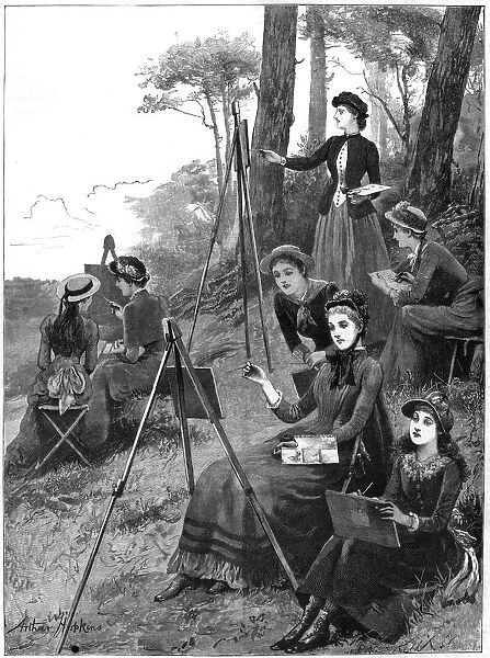A ladies sketching club, 1885. Artist: Arthur Hopkins