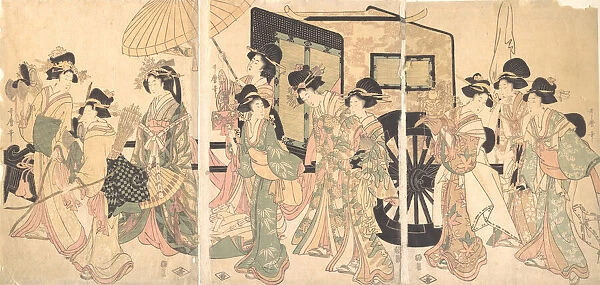 Ladies Surrounding a Cart. Creator: Utamaro II