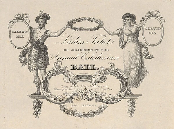 Ladies Ticket of Admission to the Annual Caledonian Ball, 1824