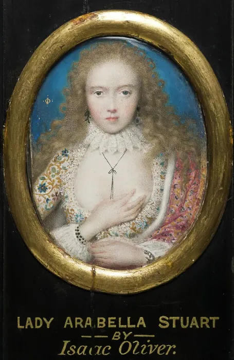 Framed Print : Lady Arabella Stuart (1575-1615). Creator: Isaac Oliver I Framed Print : Lady Arabella Stuart (1575-1615). Creator: Isaac Oliver I