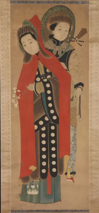 Framed Print : Lady and Attendant, 19th century. Creator: Unknown Framed Print : Lady and Attendant, 19th century. Creator: Unknown