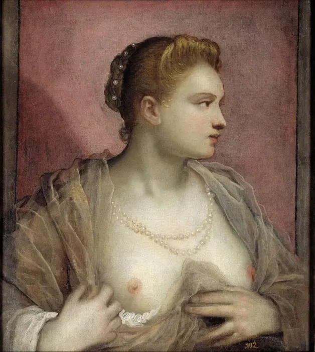 Framed Print : Lady Baring her Breast. Artist: Tintoretto, Domenico (1560-1635) Framed Print : Lady Baring her Breast. Artist: Tintoretto, Domenico (1560-1635)