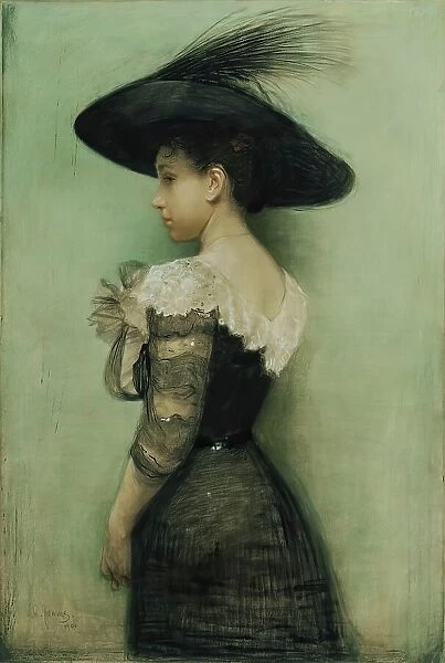 Lady with black dress and hat (Alice Hauser), 1901. Creator: John Quincy Adams
