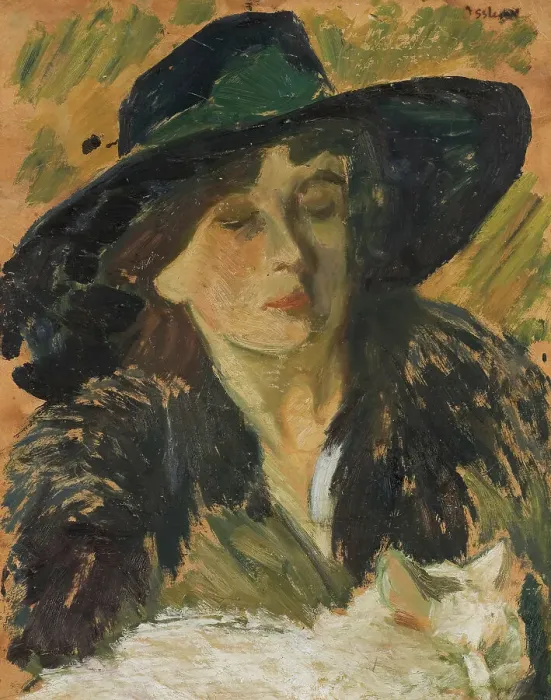 Framed Print : Lady in a Black Hat, c1900s. Creator: Helmer Osslund Framed Print : Lady in a Black Hat, c1900s. Creator: Helmer Osslund