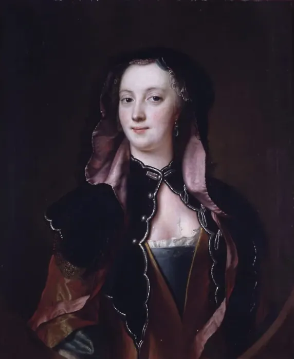 Framed Print : Lady in black and red suit, 1699-1762. Creator: Andreas Møller Framed Print : Lady in black and red suit, 1699-1762. Creator: Andreas Møller