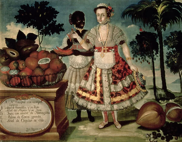 Lady with his black slave, 1783. Oil by Vicente Alban in the Museum of America in Madrid