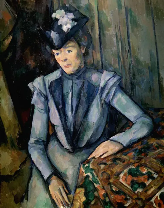 Framed Print : Lady in Blue (Madame Cezanne), c1900. Artist: Paul Cezanne Framed Print : Lady in Blue (Madame Cezanne), c1900. Artist: Paul Cezanne