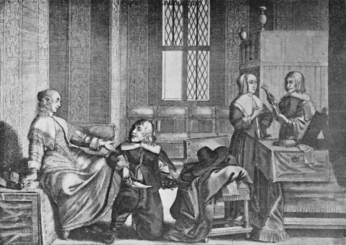 Framed Print : A Lady Buying Shoes, c1650, (1903). Artist: Wenceslaus Hollar Framed Print : A Lady Buying Shoes, c1650, (1903). Artist: Wenceslaus Hollar