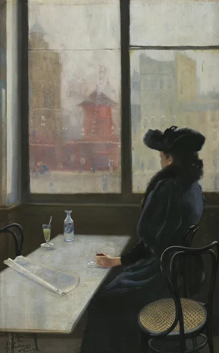 Framed Print : Lady in a cafe in front of the Moulin Rouge, Paris, 1890. Creator: Zuloaga y Zabaleto, Ignacio (1870-1945) Framed Print : Lady in a cafe in front of the Moulin Rouge, Paris, 1890. Creator: Zuloaga y Zabaleto, Ignacio (1870-1945)