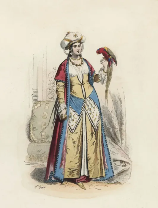 Framed Print : Lady from Cairo, color engraving 1870 Framed Print : Lady from Cairo, color engraving 1870