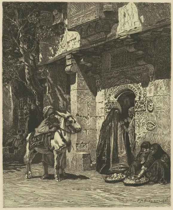 Framed Print : A Lady of Cairo Visiting, 1881. Creator: James David Smillie Framed Print : A Lady of Cairo Visiting, 1881. Creator: James David Smillie