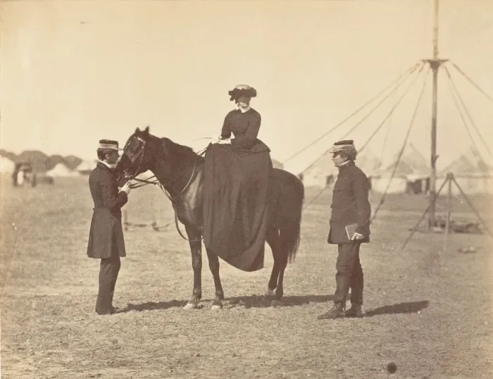 Framed Print : [Lady Canning on her Black Arab and Lord Clyde, Commander in Chief], 1858-61