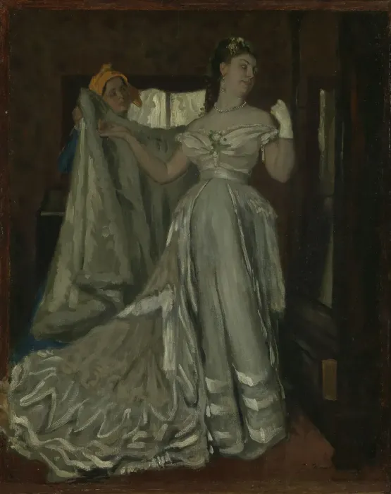 Framed Print : Lady and Chambermaid, probably 1870s. Creator: James Tissot Framed Print : Lady and Chambermaid, probably 1870s. Creator: James Tissot
