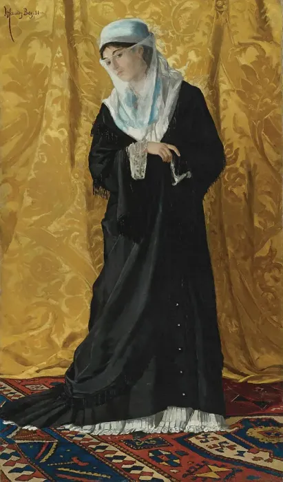 Framed Print : A Lady of Constantinople. Artist: Hamdi Bey, Osman (1842-1910) Framed Print : A Lady of Constantinople. Artist: Hamdi Bey, Osman (1842-1910)