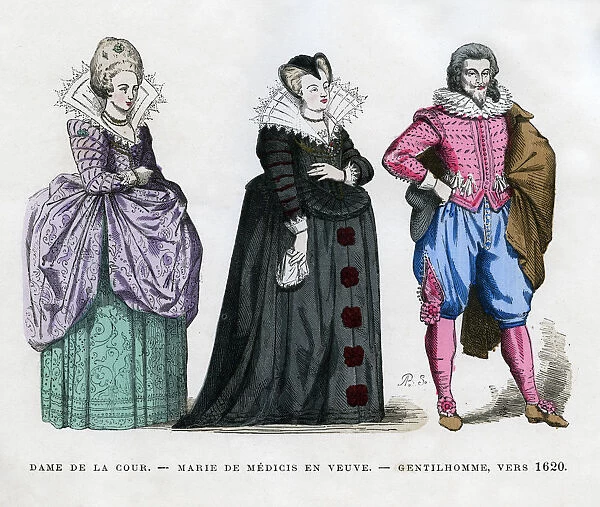 A lady of the court, Marie de Medici as a widow, and a gentleman, c1620 (1882-1884)