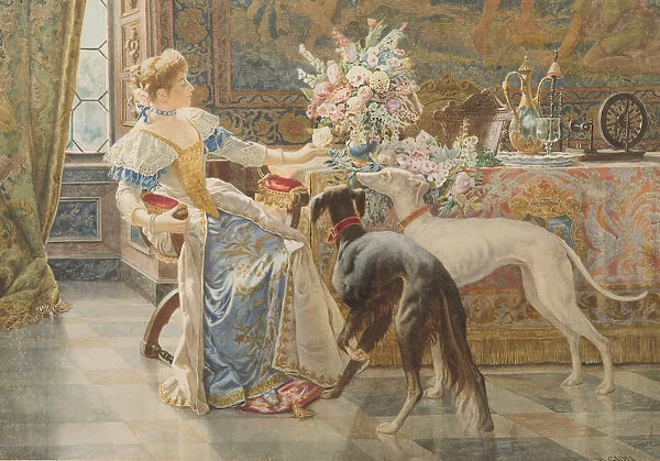 Lady with Two Dogs. Private Collection