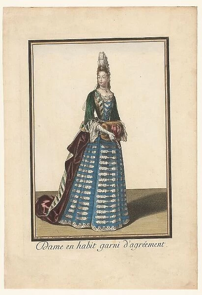 Lady in a dress trimmed with embellishment, c.1685-c.1690. Creator: Unknown