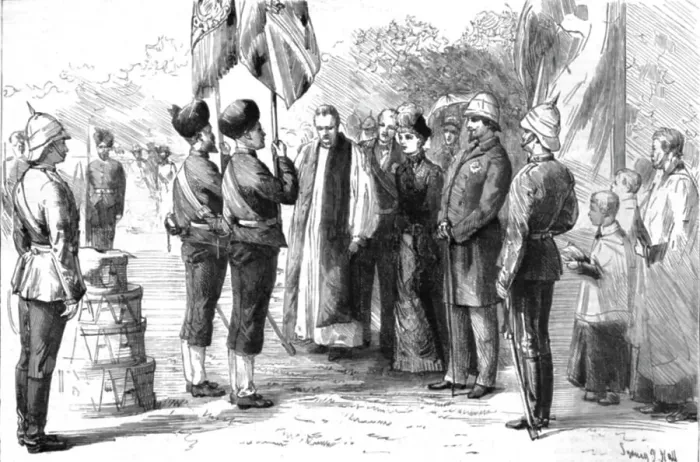 Framed Print : Lady Dufferin Presenting New Colours to the 18th Bengal Infantry at Alipur, 1886. Creator: Unknown Framed Print : Lady Dufferin Presenting New Colours to the 18th Bengal Infantry at Alipur, 1886. Creator: Unknown
