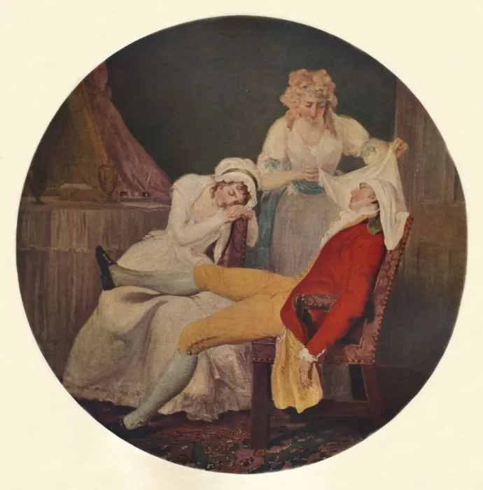 Framed Print : Lady Easys Steinkirk: A Scene from The Fearless Husband by Colley Cibber (Act V, Scene 5), (193 Artist: Francis Wheatley Framed Print : Lady Easys Steinkirk: A Scene from The Fearless Husband by Colley Cibber (Act V, Scene 5), (193 Artist: Francis Wheatley