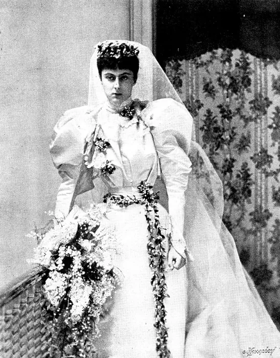 Framed Print : Lady Edith Ward (Lady Wolverton) in her bridal dress, 1895. Creator: Russell & Sons Framed Print : Lady Edith Ward (Lady Wolverton) in her bridal dress, 1895. Creator: Russell & Sons