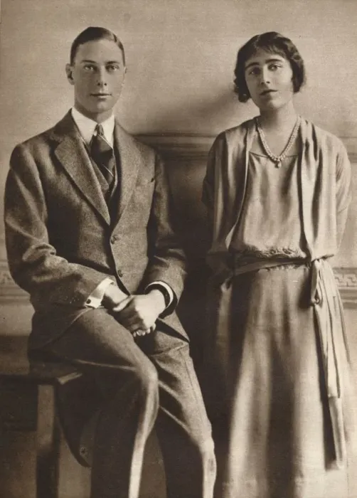 Framed Print : Lady Elizabeth Bowes Lyon and the Duke of York upon the announcement of their engagement, 1923. Artist: Vandyk Framed Print : Lady Elizabeth Bowes Lyon and the Duke of York upon the announcement of their engagement, 1923. Artist: Vandyk