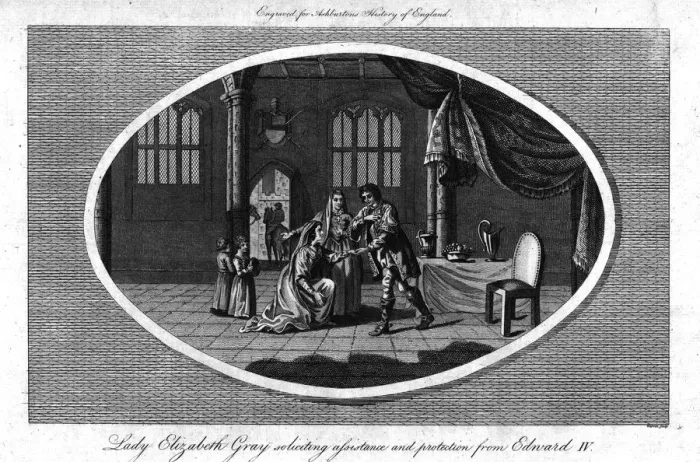 Framed Print : Lady Elizabeth Gray soliciting assistance and protection from Edward IV, (1793) Framed Print : Lady Elizabeth Gray soliciting assistance and protection from Edward IV, (1793)