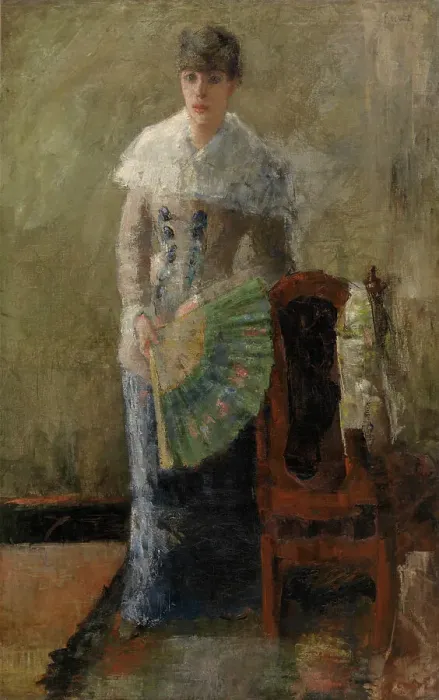 Framed Print : Lady with the Fan, 1880 or 1881. Creator: James Ensor Framed Print : Lady with the Fan, 1880 or 1881. Creator: James Ensor