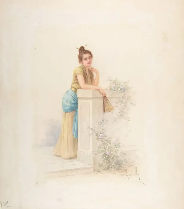Framed Print : Lady with a Fan, n. d Creator: Louis-Robert Cuvillon Framed Print : Lady with a Fan, n. d Creator: Louis-Robert Cuvillon