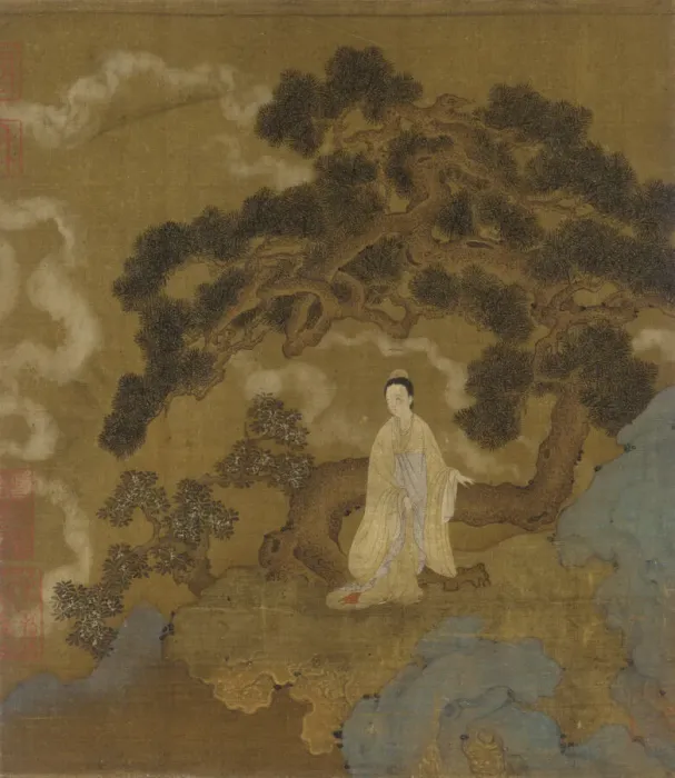 Framed Print : Lady Under a Gnarled Pine Tree, Ming dynasty, 16th century. Creator: Unknown Framed Print : Lady Under a Gnarled Pine Tree, Ming dynasty, 16th century. Creator: Unknown