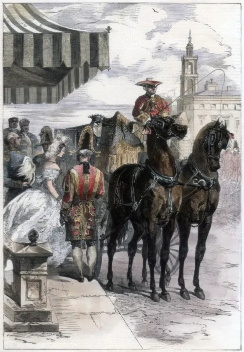 Framed Print : Lady going out during The London Season, 1856. Artist: Edmund Morin Framed Print : Lady going out during The London Season, 1856. Artist: Edmund Morin