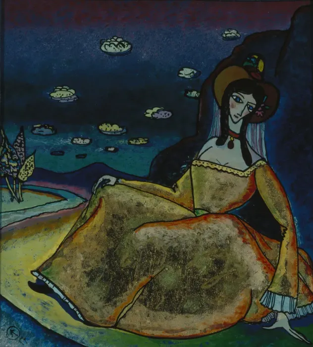 Framed Print : Lady in gold dress, 1917. Artist: Kandinsky, Wassily Vasilyevich (1866-1944) Framed Print : Lady in gold dress, 1917. Artist: Kandinsky, Wassily Vasilyevich (1866-1944)
