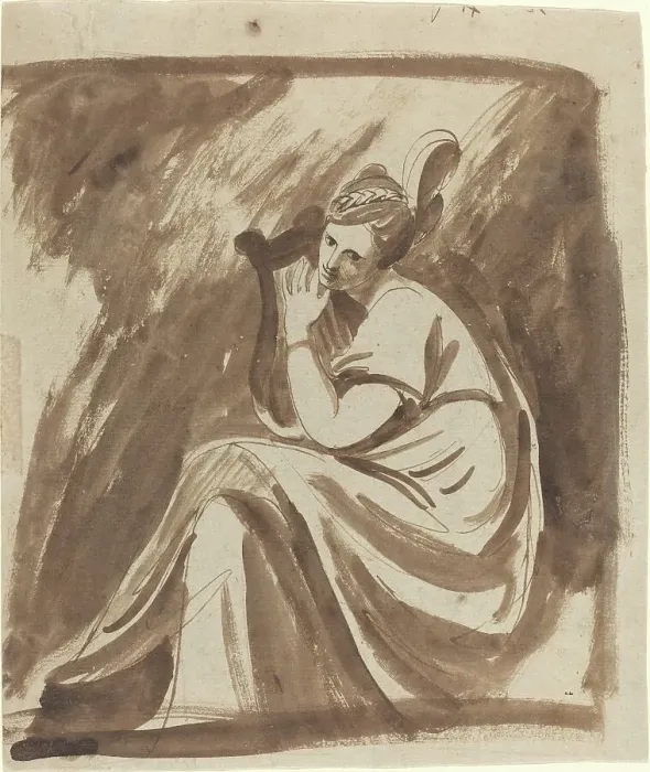 Framed Print : Lady Hamilton Playing a Lyre, c. 1785. Creator: George Romney Framed Print : Lady Hamilton Playing a Lyre, c. 1785. Creator: George Romney