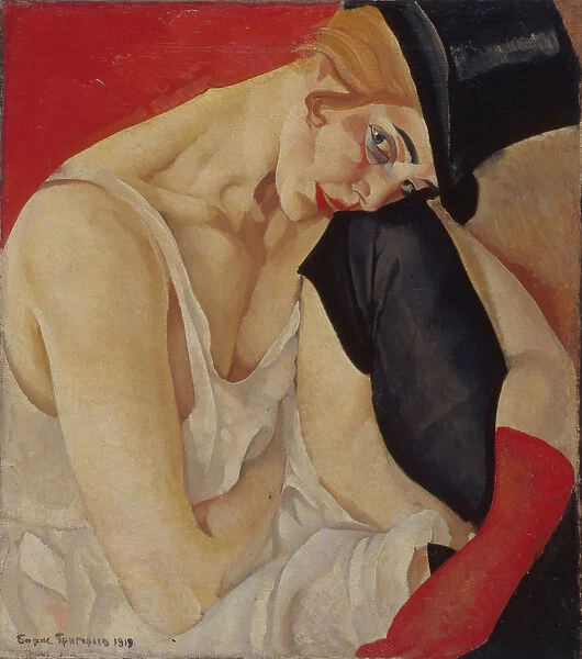 Lady in Top Hat, 1919. Artist: Grigoriev, Boris Dmitryevich (1886-1939)