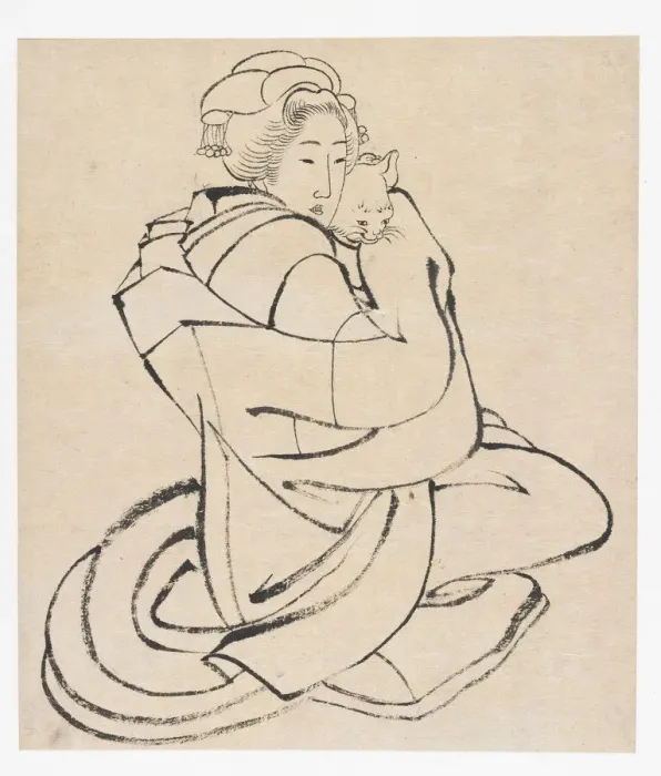 Framed Print : Lady Holding a Cat, Edo period, ca. 1810s. Creator: Hokusai Framed Print : Lady Holding a Cat, Edo period, ca. 1810s. Creator: Hokusai