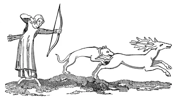 Framed Print : Lady hunting with a hound, 14th centuy, (1833) Framed Print : Lady hunting with a hound, 14th centuy, (1833)