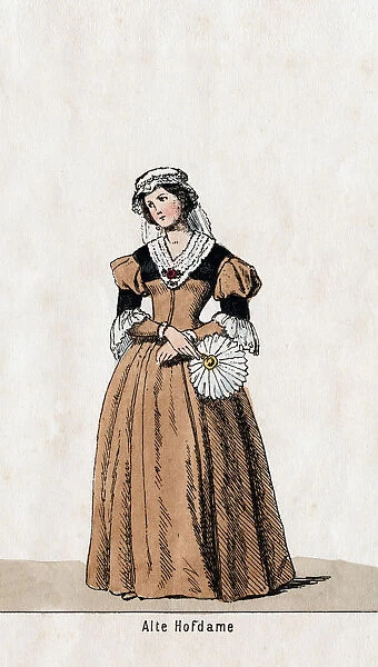Lady-in-waiting, costume design for Shakespeares play, Henry VIII, 19th century