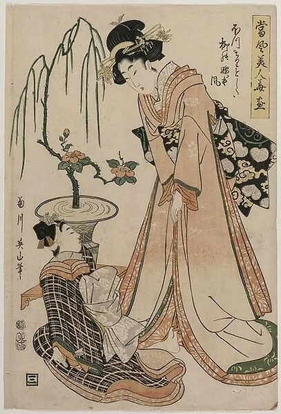 A Lady-in-Waiting with Waist as Slender as a Willow... 1807. Creator: Eizan Kikugawa (Japanese