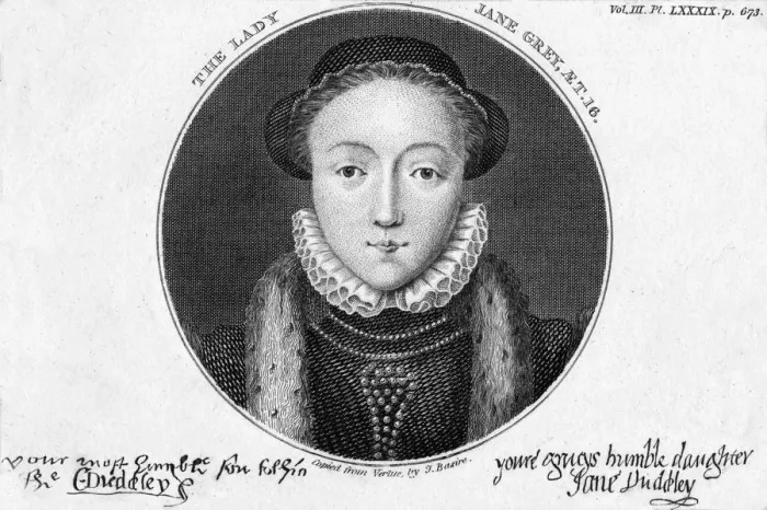 Framed Print : Lady Jane Grey, Queen of England. Artist: J Basire Framed Print : Lady Jane Grey, Queen of England. Artist: J Basire