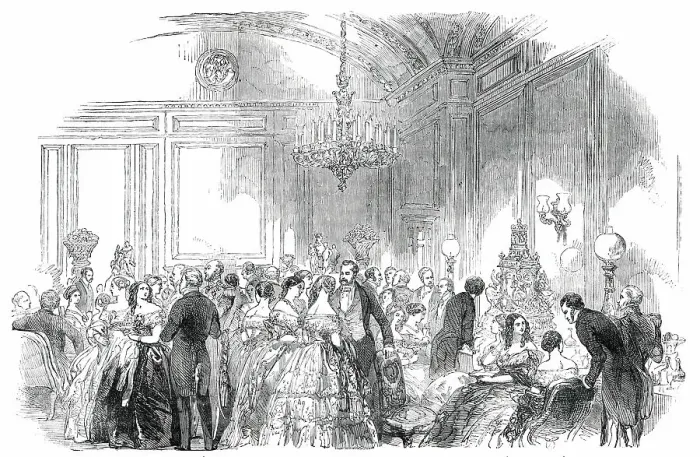 Framed Print : Lady John Russell's Assembly on Wednesday Evening, at Downing-Street - the Refreshment Room, 1850. Creator: Unknown Framed Print : Lady John Russell's Assembly on Wednesday Evening, at Downing-Street - the Refreshment Room, 1850. Creator: Unknown