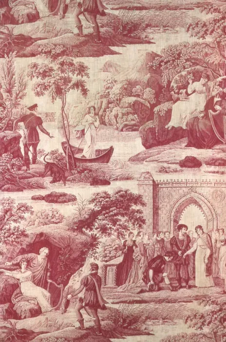 Framed Print : The Lady of the Lake (Furnishing Fabric), Mulhouse, c. 1820. Creator: Unknown Framed Print : The Lady of the Lake (Furnishing Fabric), Mulhouse, c. 1820. Creator: Unknown
