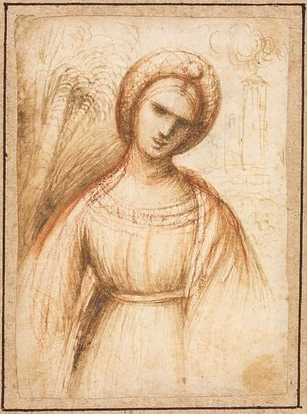 Lady in a Landscape (recto); Bust-Length Profile of an Old Woman (verso), c. 1521